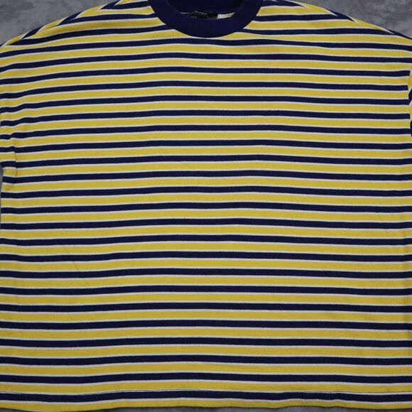 Forever 21 Sweater Womens Yellow M Pinstriped Crew Neck Casual Pullover - Picture 9 of 15